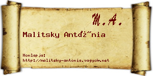 Malitsky Antónia névjegykártya